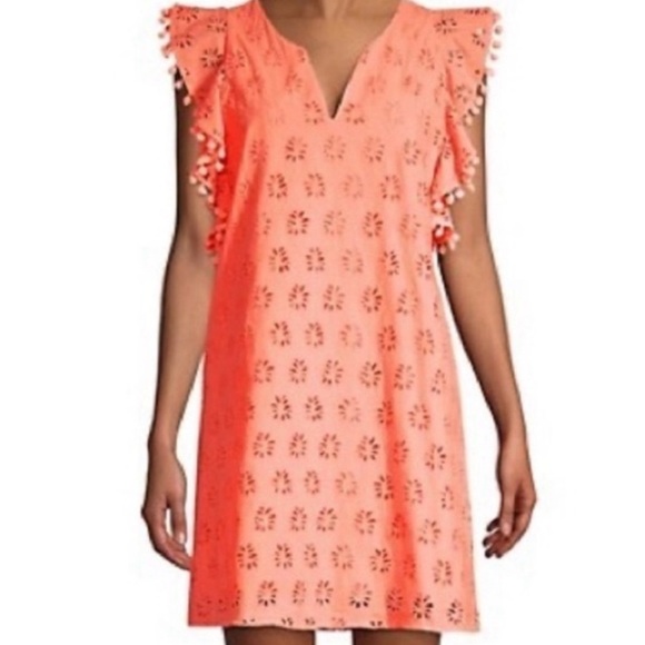 NWOT LILLY PULITZER Astara Peach Eyelet Palm Tree Dress, Size: XXS - Picture 3 of 11